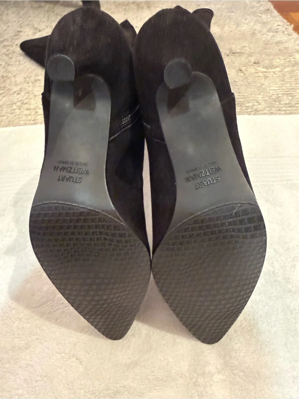 New Without Box Stuart Weitzman Black Suede Over-the-Knee Pointed Toe Boots